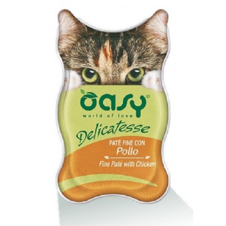 Oasy Delicatesse Patè con Pollo 85 gr Alimento Umido in Vaschetta per Gatti