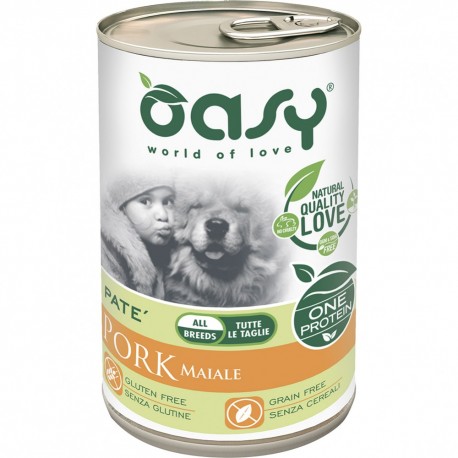 Oasy One Protein Adult All Breed Maiale Patè Monoproteico Lattina 400 g per Cane