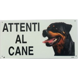 Cartello Attenti al Cane Rottweiler in metallo