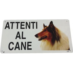 Cartello Attenti al Cane Collie in metallo