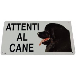 Cartello Attenti al Cane Terranova in metallo