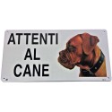 Cartello Attenti al cane Dogue de Bordeaux in metallo