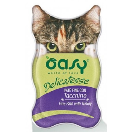 Oasy Delicatesse Patè con Tacchino 85 gr Alimento Umido in Vaschetta per Gatti