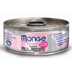 Monge Delicate Pezzetti di Pollo con Prosciutto per gatto gr 80