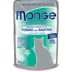 Monge Natural Superpremium in Bustina 80 gr Pezzetti di Tonno con Anatra per Gatto