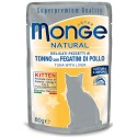 Monge Natural Superpremium Kitten in Bustina 80 gr Pezzetti di Tonno con fegatini di pollo per Gatto