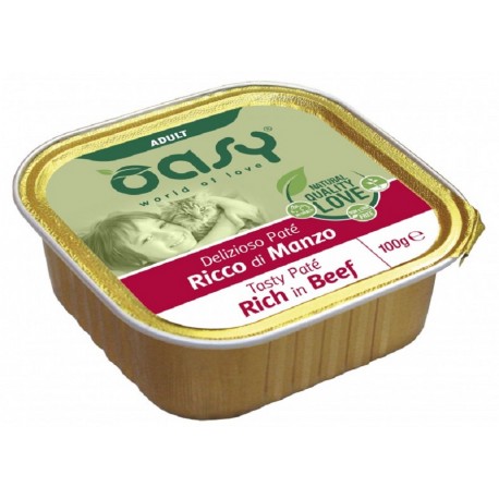 Oasy Patè Ricco di Manzo per Gatti Vaschetta 100 gr