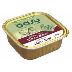 Oasy Patè Ricco di Manzo per Gatti Anziani Vaschetta 100 gr