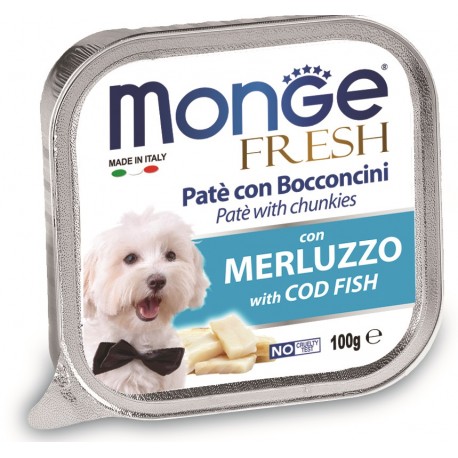 Monge Fresh Patè e Bocconcini con Merluzzo 100 gr per Cane