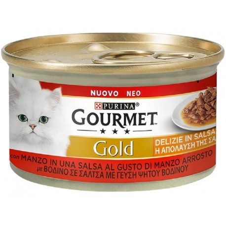 Gourmet Gold 85 gr Delizie in Salsa Manzo Cibo Umido per Gatto