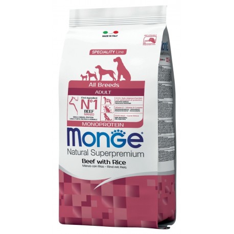 Monge All Breeds Adult Manzo e Riso Crocchette Monoproteiche per Cane