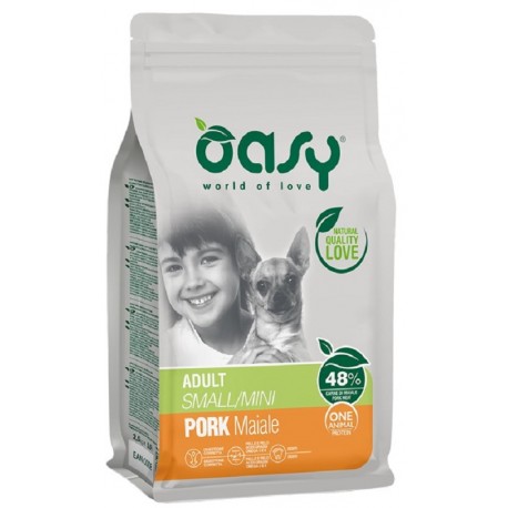 Oasy One Protein Adult Small Mini con Maiale 2,5Kg Cibo per Cani