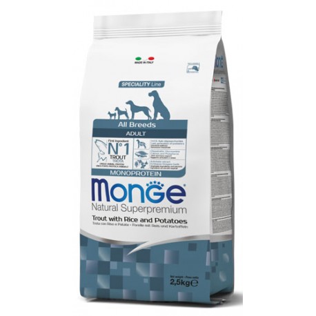 Monge All Breeds Adult Monoprotein Trota 2,5 Kg Crocchette per Cane