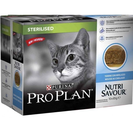 Pro Plan Sterilised con Merluzzo Multipack Bustine 10 x 85 gr per Gatti
