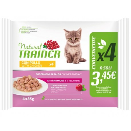 Trainer Natural Umido Gatto Kitten & Young Cat 4x85gr