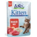 Life Cat Kitten Manzo Cibo Umido in Busta 70 gr per Gattino