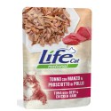 Life Cat Tonno con Manzo e Prosciutto di Pollo Cibo Umido in Busta 70 gr per Gatto