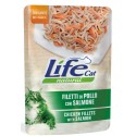 Life Cat Filetti di Pollo con Salmone Cibo Umido in Busta 70 gr per Gatto