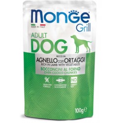 Monge Grill DOG Bocconcini al Forno con Agnello e Ortaggi 100 gr Busta Cibo Umido per Cane