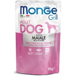 Monge Grill DOG Bocconcini al Forno Ricco in Maiale 100 gr Busta Cibo Umido per Cane