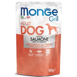 Monge Grill DOG Bocconcini al Forno Ricco in Salmone 100 gr Busta Cibo Umido per Cane