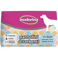 Inodorina Pannolini Assorbenti S 12 pezzi per Cane da 2 a 5 Kg