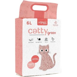 AqpetFriends Lettiera CattyGreen Sabbia per Gatti alla Soia Naturale profumazione Fiori di Pesco 6 Litri