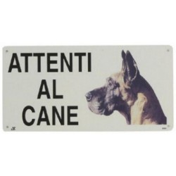 Cartello Attenti al Cane Alano in metallo