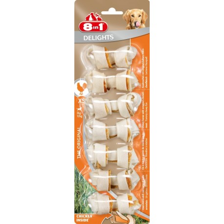 8in1 Delights Ossi XS 7 pezzi 84 gr masticabili con pollo per cane