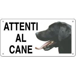 Cartello Attenti al Cane Labrador in metallo