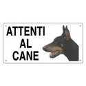 Cartello Attenti al Cane Dobermann in metallo